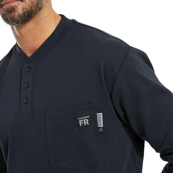Wolverine FR Long Sleeve Henley Navy Men Safety Gear