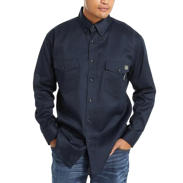 Wolverine FR Twill Long Sleeve Shirt Navy Men Safety Gear