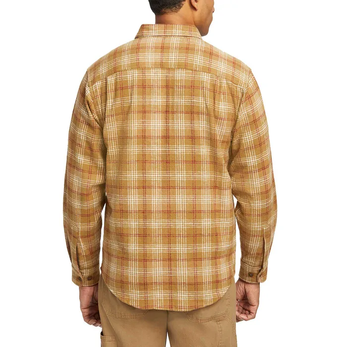 Wolverine Glacier Heavyweight Long Sleeve Flannel Shirt Coyote Plaid Men Clothing