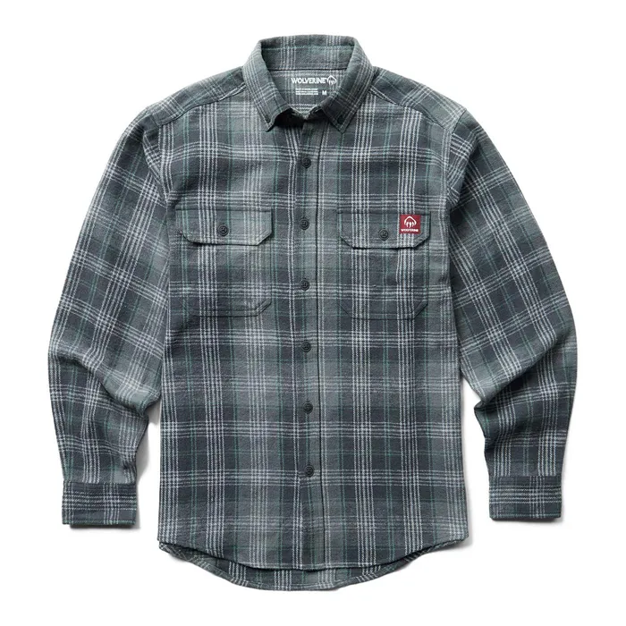 Wolverine Glacier Heavyweight Long Sleeve Flannel Shirt Greystone Plaid Men Clothing Wolverine Glacier Heavyweight Long Sleeve Flannel Shirt Greystone Plaid Men Clothing