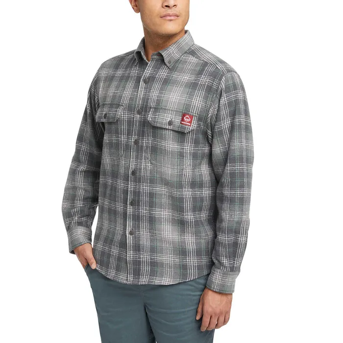 Wolverine Glacier Heavyweight Long Sleeve Flannel Shirt Greystone Plaid Men Clothing