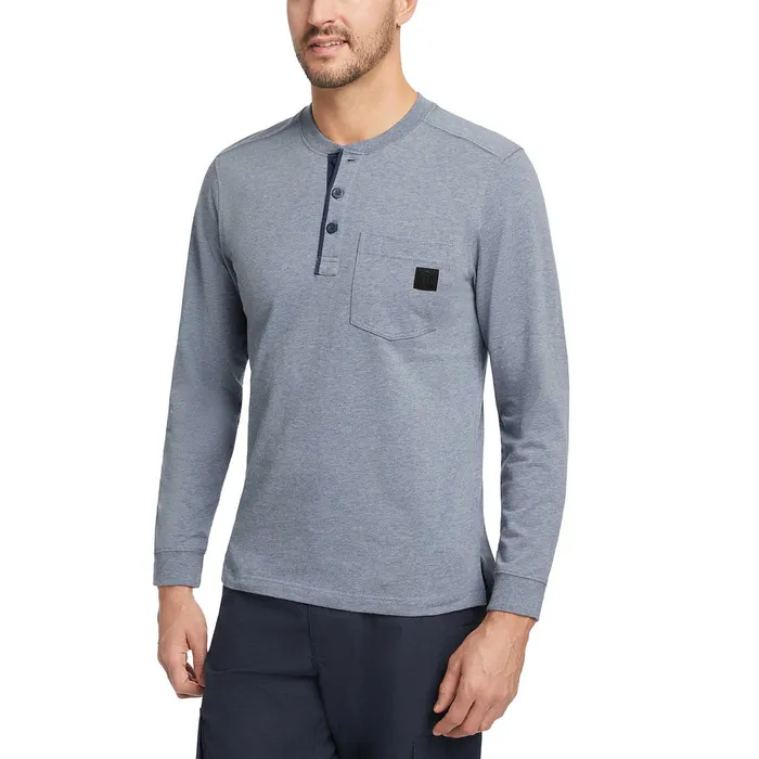 Wolverine Guardian Cottontrade Long Sleeve Henley Blue Heather Men Clothing
