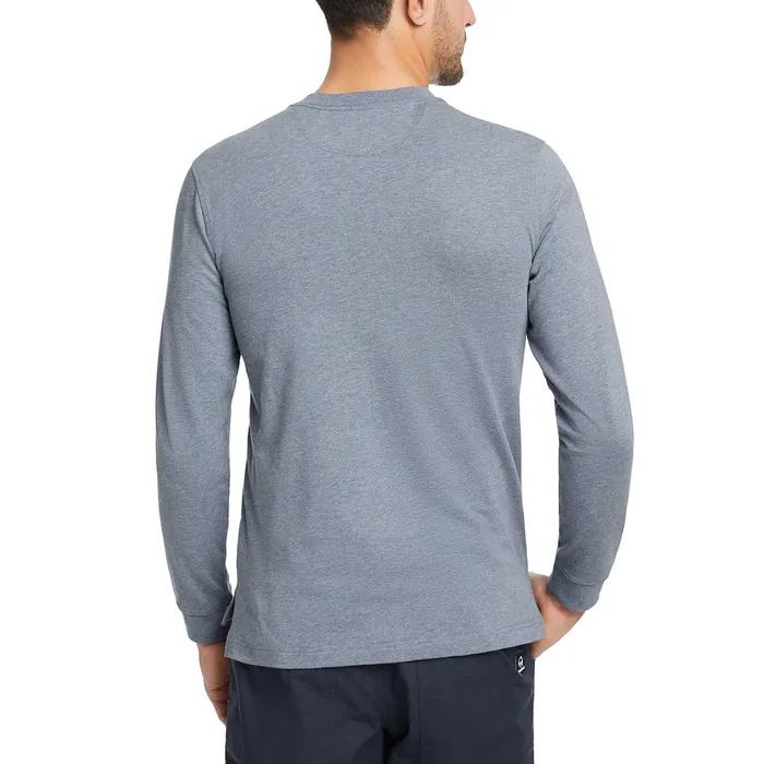 Wolverine Guardian Cottontrade Long Sleeve Henley Blue Heather Men Clothing