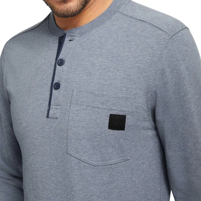 Wolverine Guardian Cottontrade Long Sleeve Henley Blue Heather Men Clothing