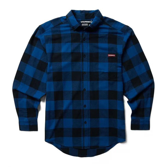 Wolverine Pike Flannel Shirt Indigo Plaid Men Work Shirts