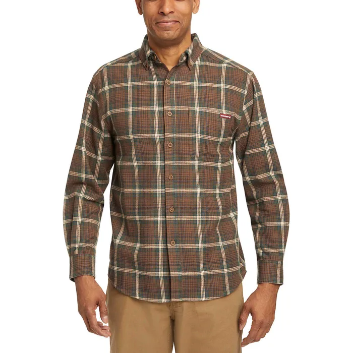 Wolverine Rivet Flannel Shirt Chestnut Plaid Men Work Shirts