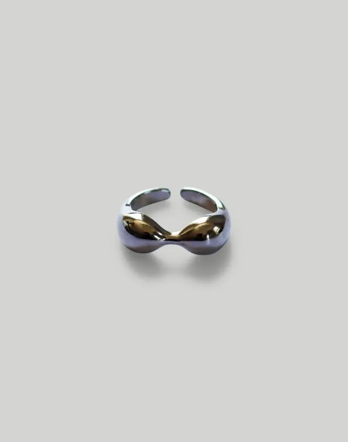 Women Abcrete and Co Chunky Bean Adjustable Ring Silver Madewell Jewelry