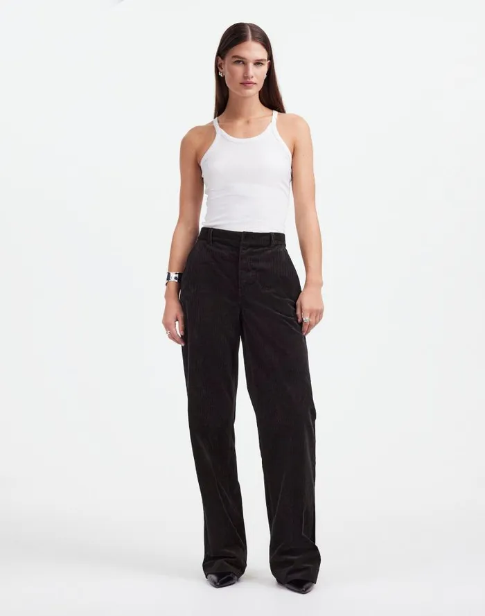 Women Alexa Chung For Madewell Corduroy Trousers Jet Black Madewell Pants