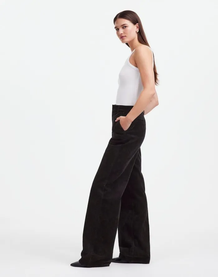 Women Alexa Chung For Madewell Corduroy Trousers Jet Black Madewell Pants