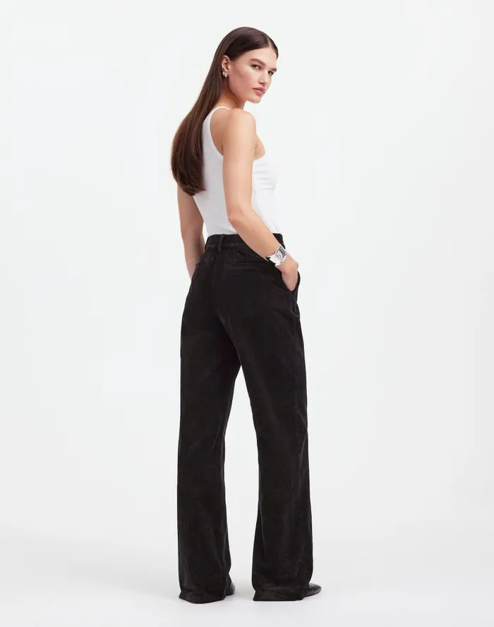 Women Alexa Chung For Madewell Corduroy Trousers Jet Black Madewell Pants