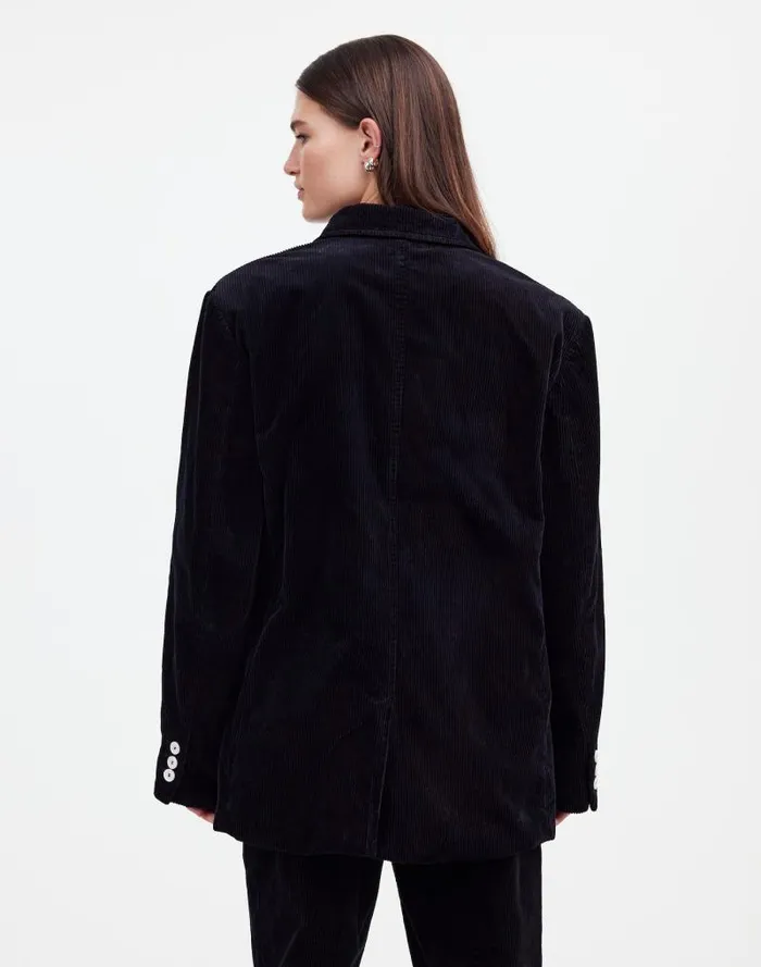Women Alexa Chung For Madewell DoubleBreasted Blazer In Corduroy Jet Black Madewell Coats Jackets