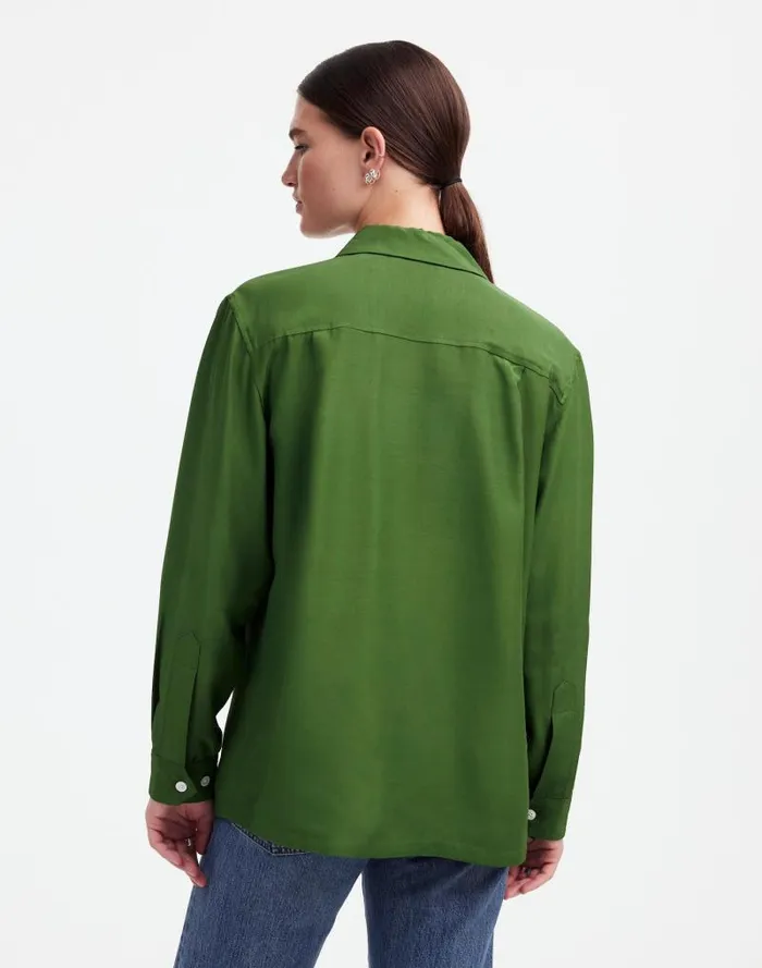 Women Alexa Chung For Madewell PleatPocket ButtonUp Shirt Dark Pine Madewell Tops and Shirts