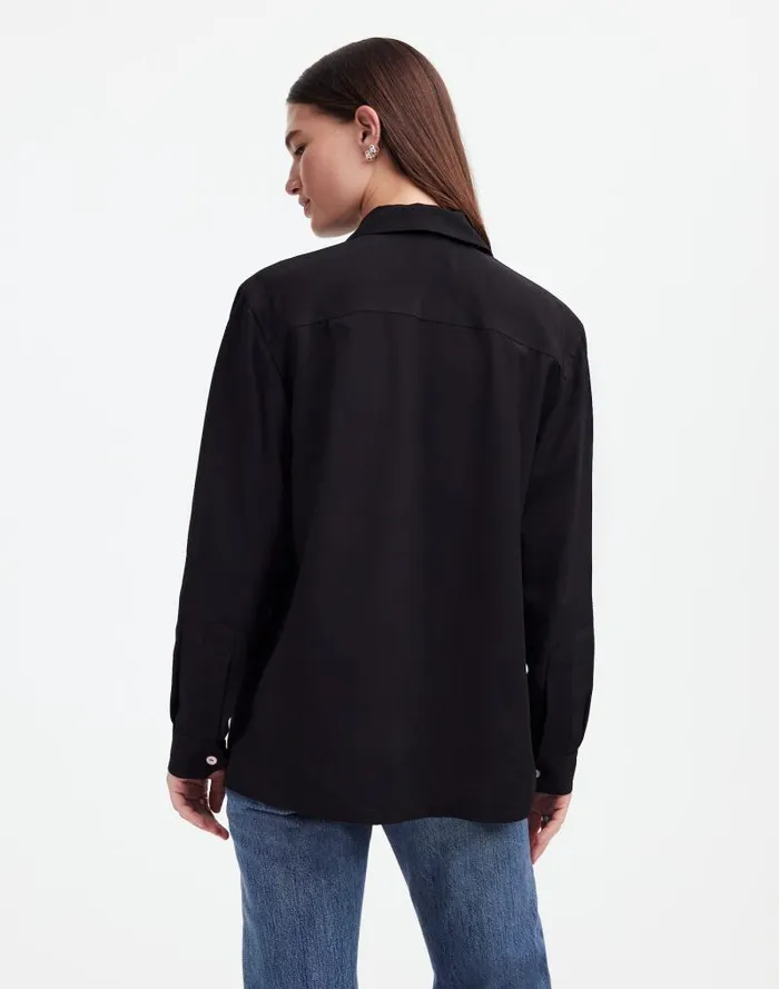 Women Alexa Chung For Madewell PleatPocket ButtonUp Shirt True Black Madewell Tops and Shirts