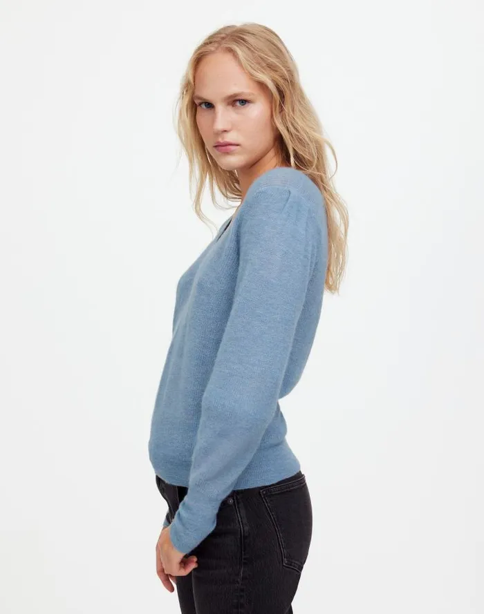 Women AlpacaBlend Deep VNeck Sweater Hthr Blue Jeans Madewell Sweaters