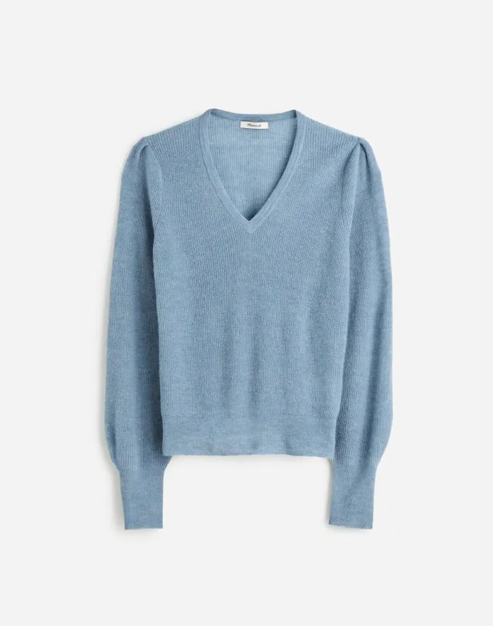 Women AlpacaBlend Deep VNeck Sweater Hthr Blue Jeans Madewell Sweaters