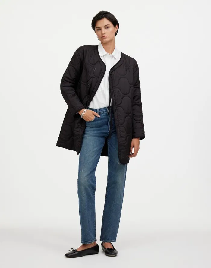 Women Alpha Industries Long Liner Jacket Black Madewell Coats Jackets