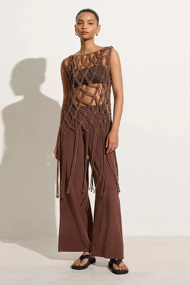 Women Amlia Macrame Tunic Mocha 8211 Final Sale Faithfull The Brand Tops