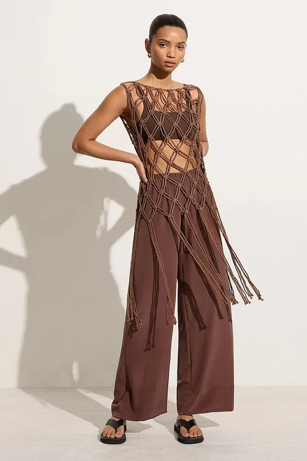 Women Amlia Macrame Tunic Mocha 8211 Final Sale Faithfull The Brand Tops