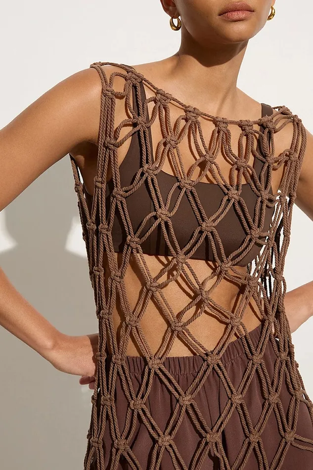Women Amlia Macrame Tunic Mocha 8211 Final Sale Faithfull The Brand Tops