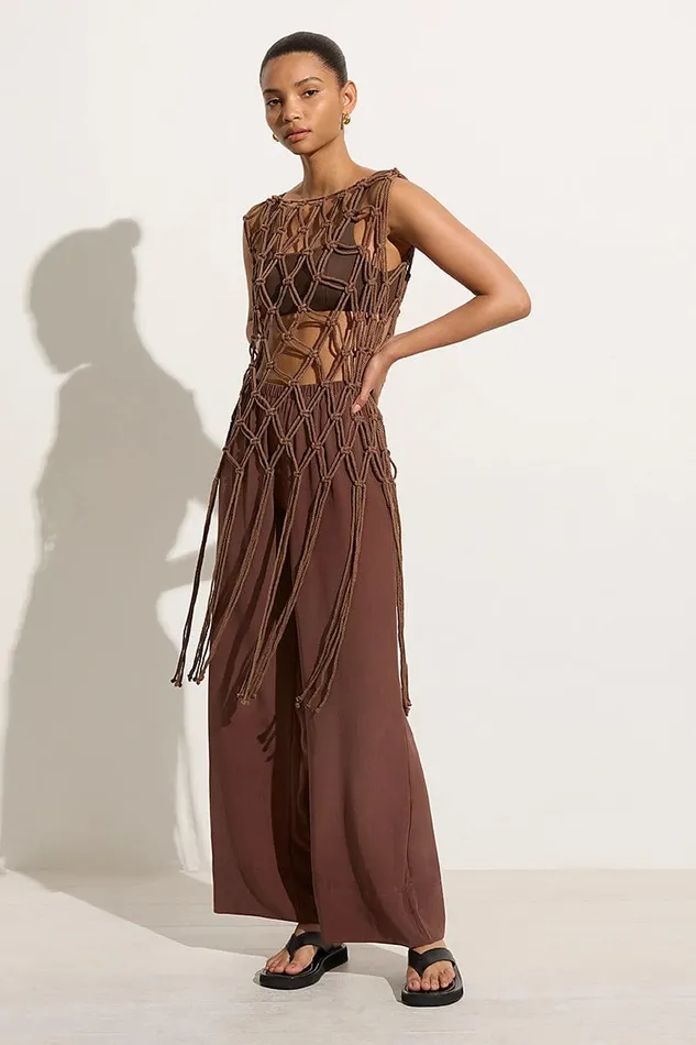 Women Amlia Macrame Tunic Mocha 8211 Final Sale Faithfull The Brand Tops