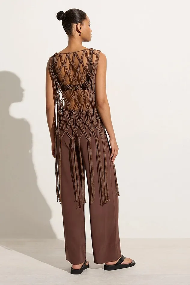 Women Amlia Macrame Tunic Mocha 8211 Final Sale Faithfull The Brand Tops