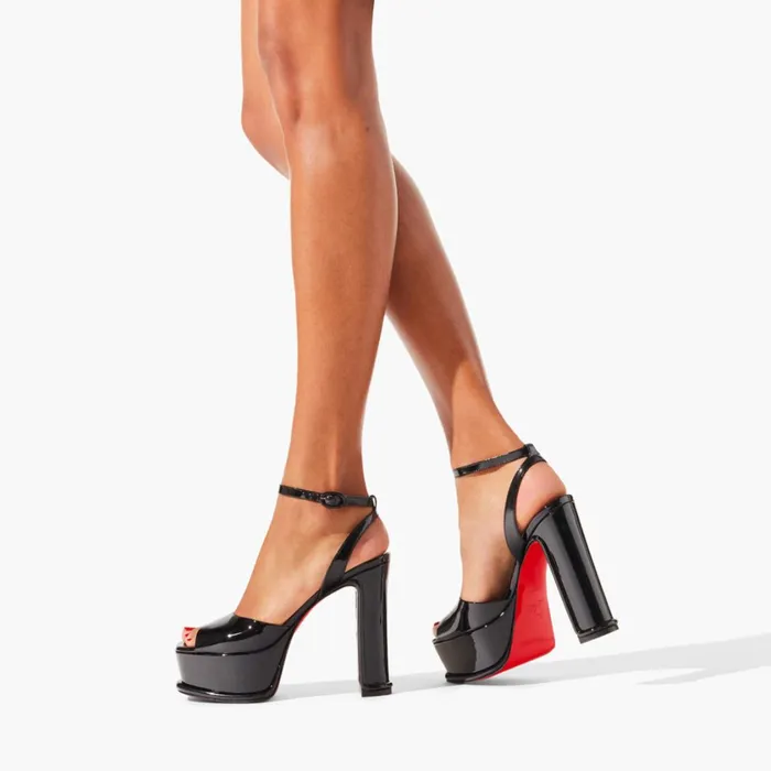 Women Amali Alta 130 Mm Sandals 8211 Patent Calf Leather 8211 Black Black Christian Louboutin Platforms