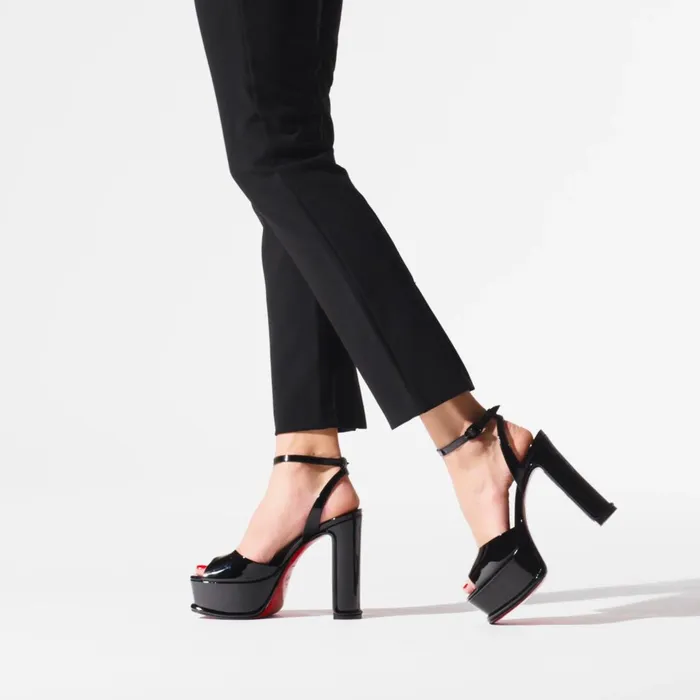 Women Amali Alta 130 Mm Sandals 8211 Patent Calf Leather 8211 Black Black Christian Louboutin Platforms