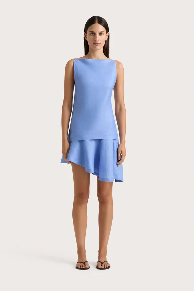 Women Antibes Mini Skirt Mid Blue Faithfull The Brand Skirts and Shorts