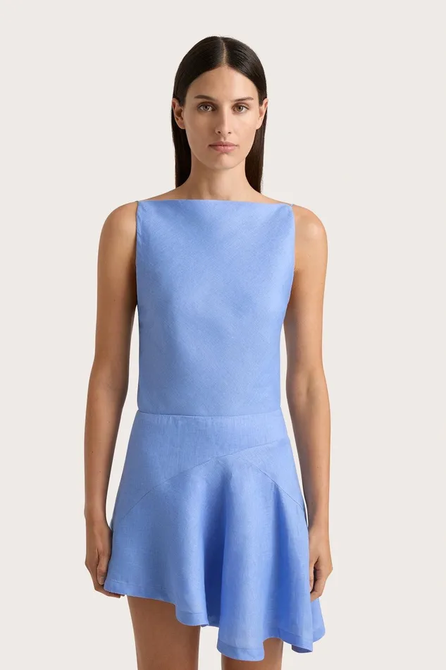 Women Antibes Mini Skirt Mid Blue Faithfull The Brand Skirts and Shorts Women Antibes Mini Skirt Mid Blue Faithfull The Brand Skirts and Shorts