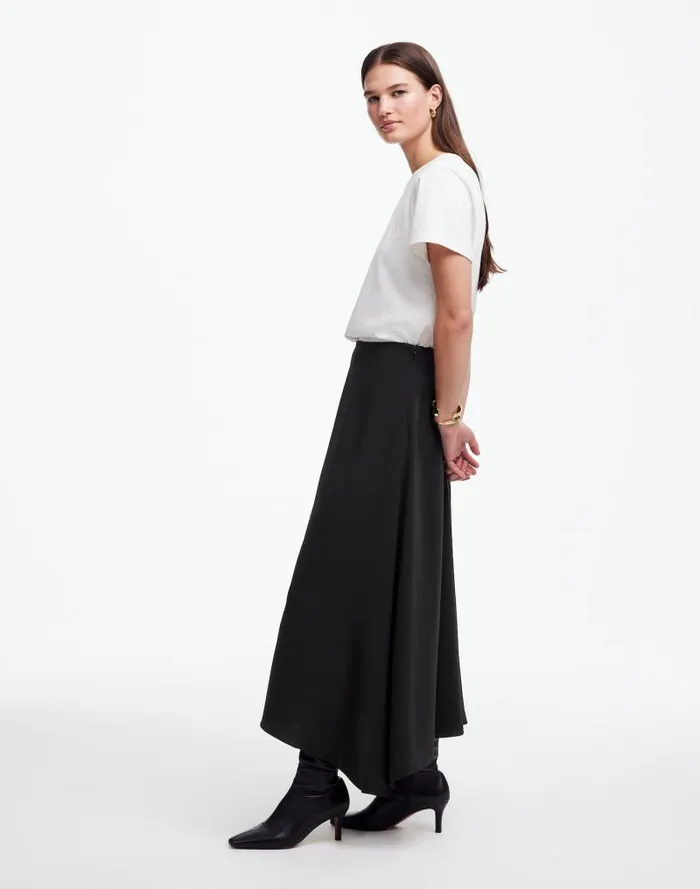 Women Asymmetric Midi Skirt True Black Madewell Skirts