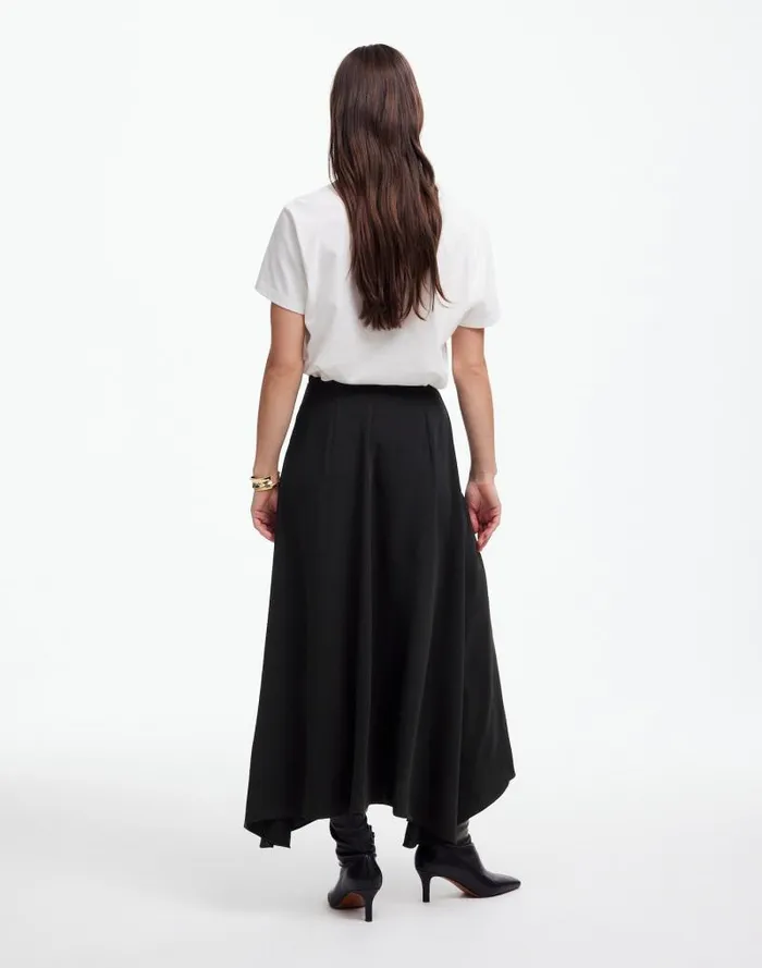Women Asymmetric Midi Skirt True Black Madewell Skirts