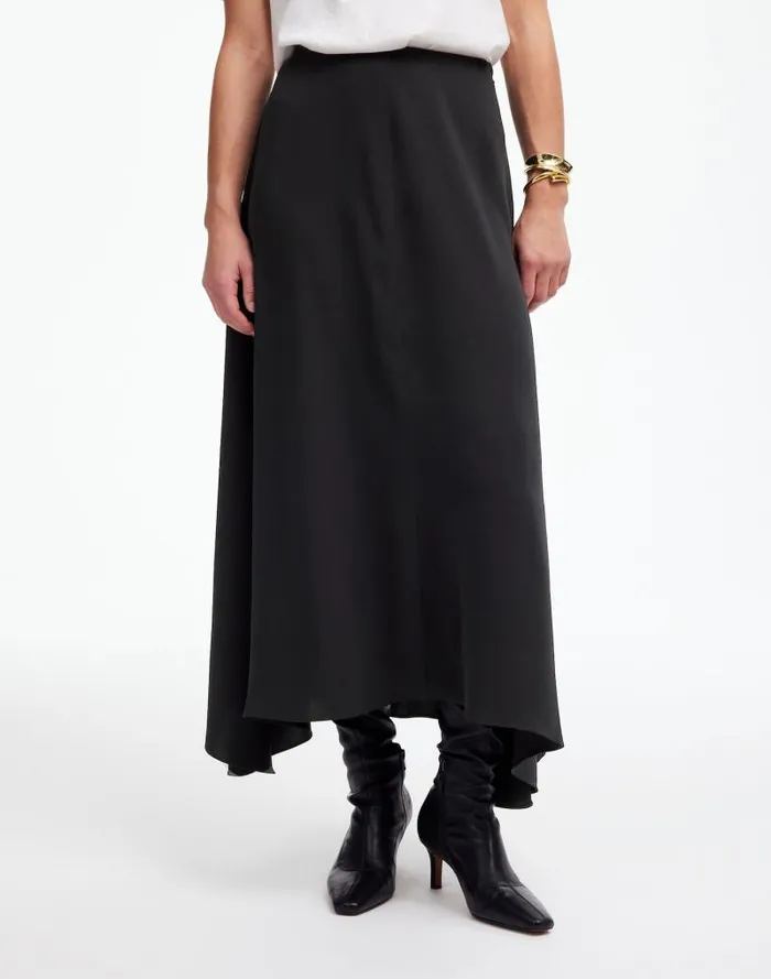 Women Asymmetric Midi Skirt True Black Madewell Skirts
