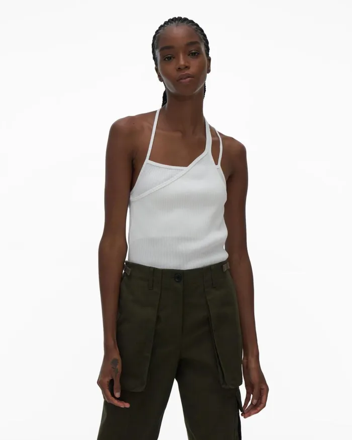 Women Asymmetric Rib Slip Tp Chalk White Helmut Lang TShirts and Sweatshirts