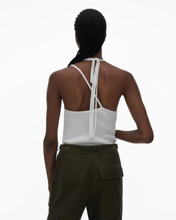 Women Asymmetric Rib Slip Tp Chalk White Helmut Lang TShirts and Sweatshirts