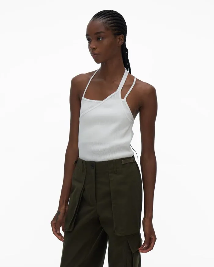 Women Asymmetric Rib Slip Tp Chalk White Helmut Lang TShirts and Sweatshirts