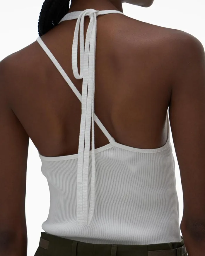 Women Asymmetric Rib Slip Tp Chalk White Helmut Lang TShirts and Sweatshirts