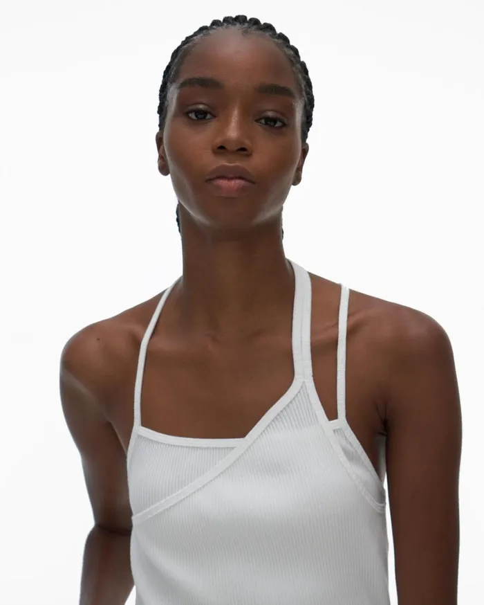Women Asymmetric Rib Slip Tp Chalk White Helmut Lang TShirts and Sweatshirts