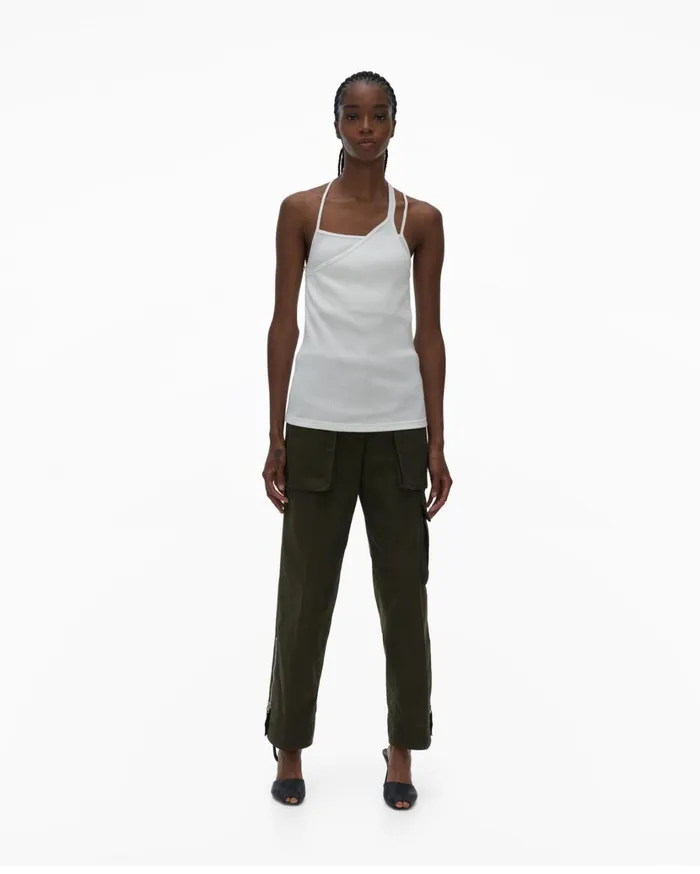 Women Asymmetric Rib Slip Tp Chalk White Helmut Lang TShirts and Sweatshirts