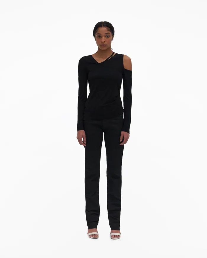 Women Asymmetrical Top Basalt Black Helmut Lang Tops
