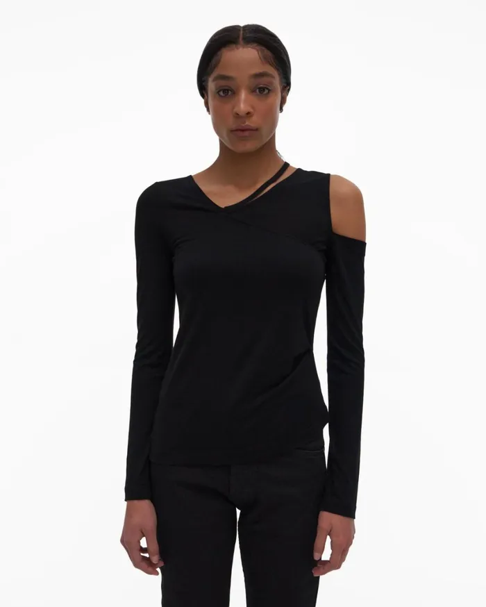 Women Asymmetrical Top Basalt Black Helmut Lang Tops