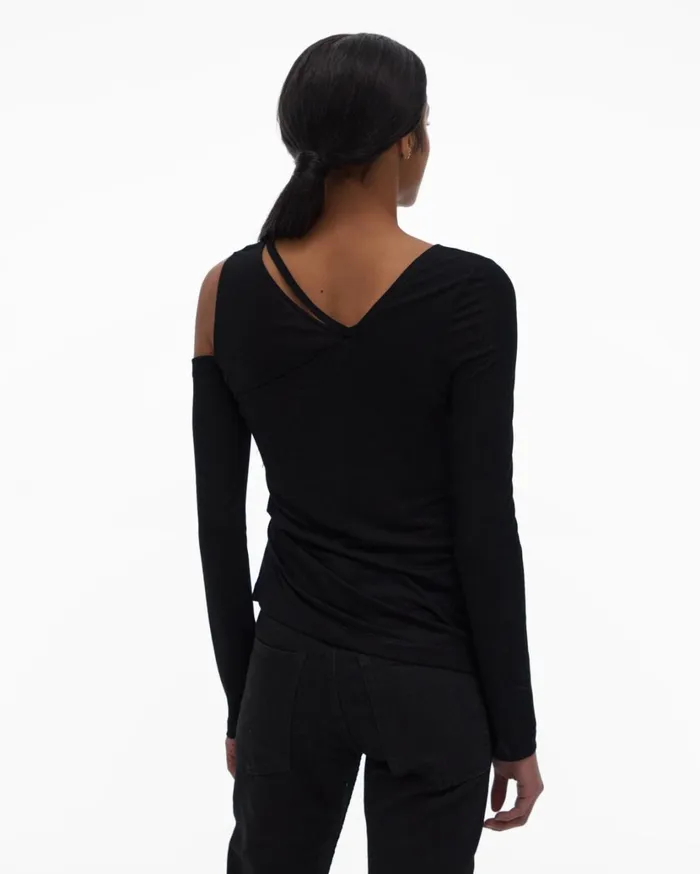 Women Asymmetrical Top Basalt Black Helmut Lang Tops