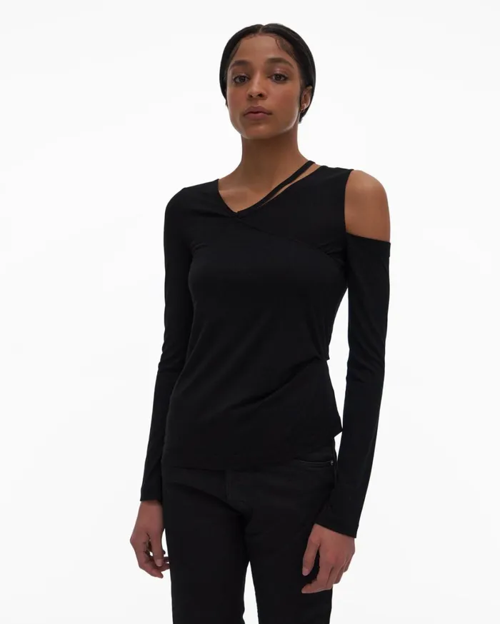 Women Asymmetrical Top Basalt Black Helmut Lang Tops
