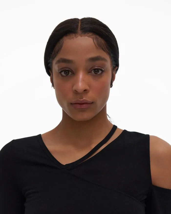 Women Asymmetrical Top Basalt Black Helmut Lang Tops