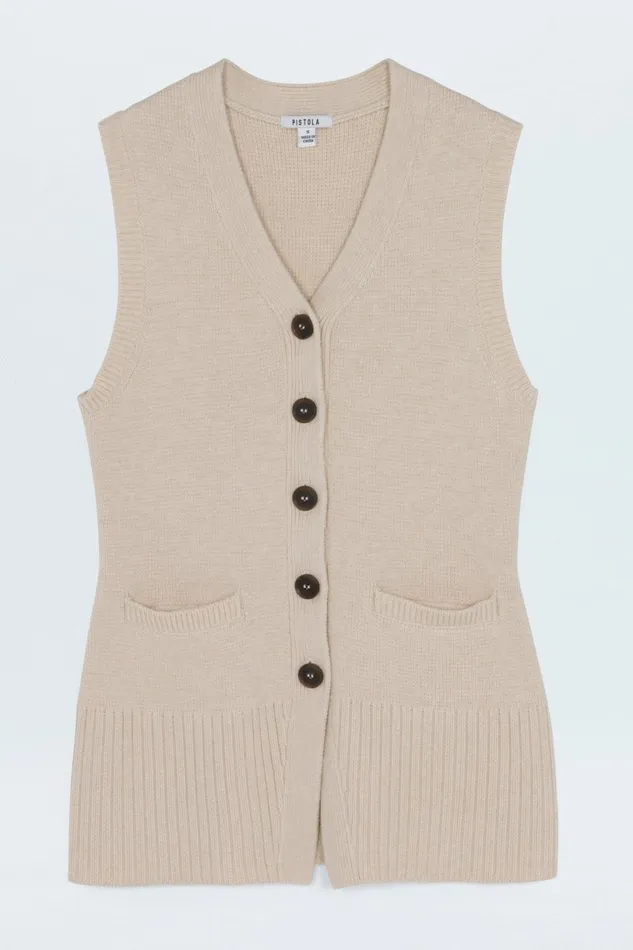 Women Audra Vest 8211 Dove Pistola Denim Sweaters and Knits