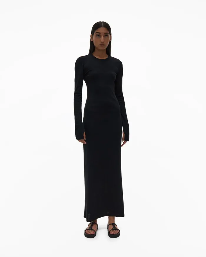 Women Back Cutout Dress Basalt Black Helmut Lang Dresses