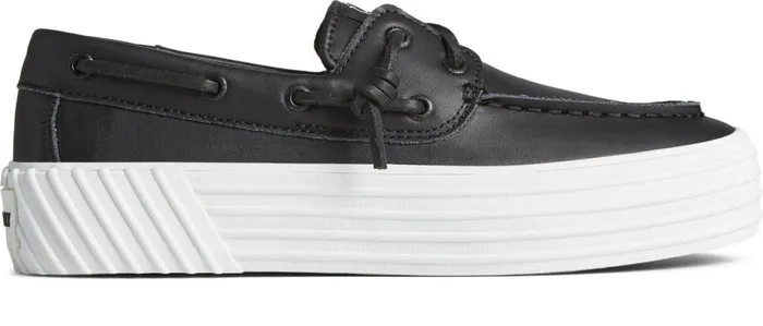 Women Bahama 20 Leather Platform Sneaker Black Sperry Sneakers