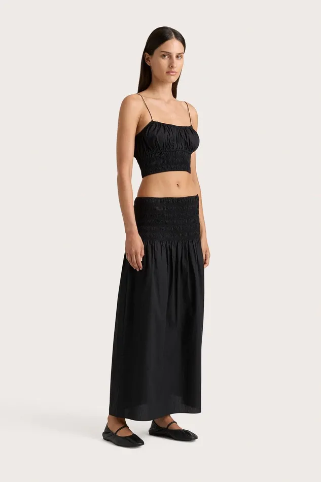Women Baia Midi Skirt Black Faithfull The Brand Skirts and Shorts