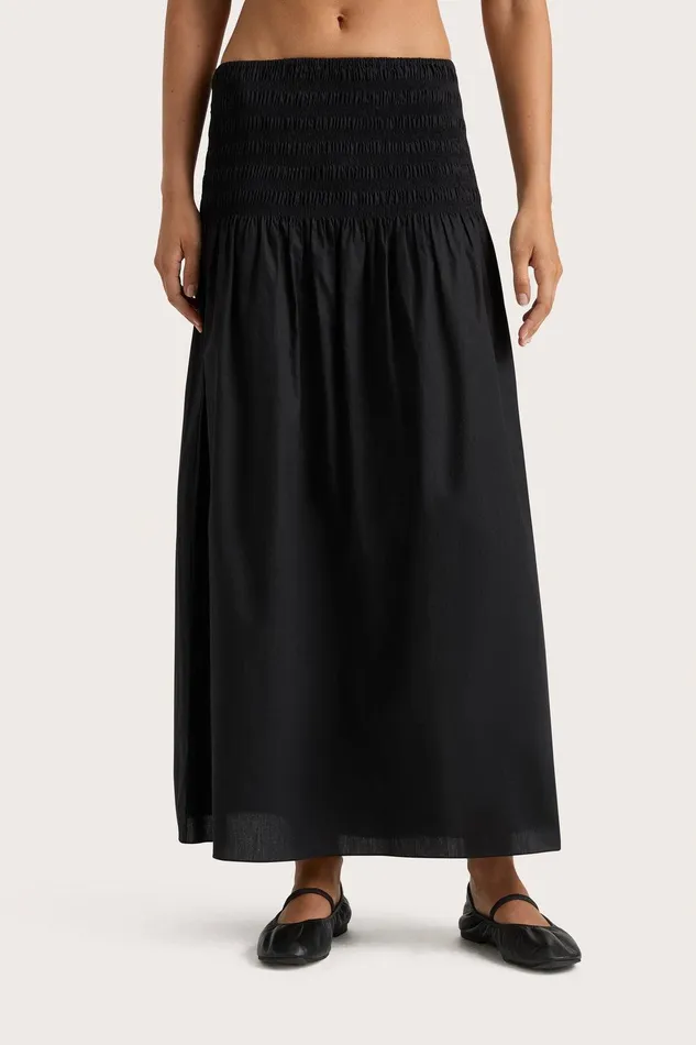 Women Baia Midi Skirt Black Faithfull The Brand Skirts and Shorts Women Baia Midi Skirt Black Faithfull The Brand Skirts and Shorts