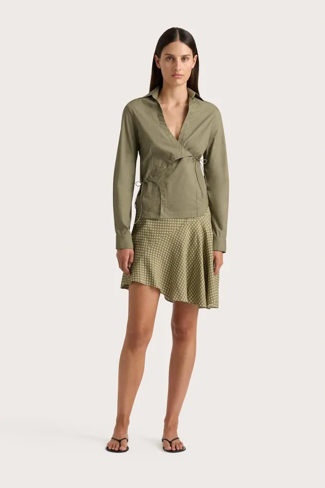 Women Baia Wrap Shirt Khaki Faithfull The Brand Tops