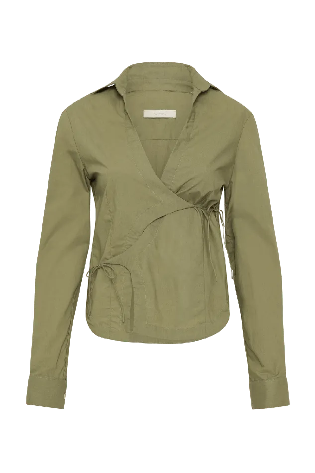 Women Baia Wrap Shirt Khaki Faithfull The Brand Tops Women Baia Wrap Shirt Khaki Faithfull The Brand Tops